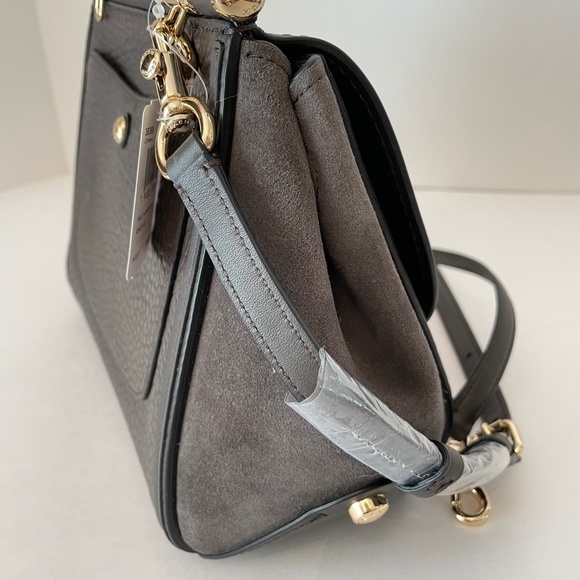 Coach Drifter Top Handle Leather Suede Chestnut Gray 38388 Shoulder Bag - Picture 6 of 16